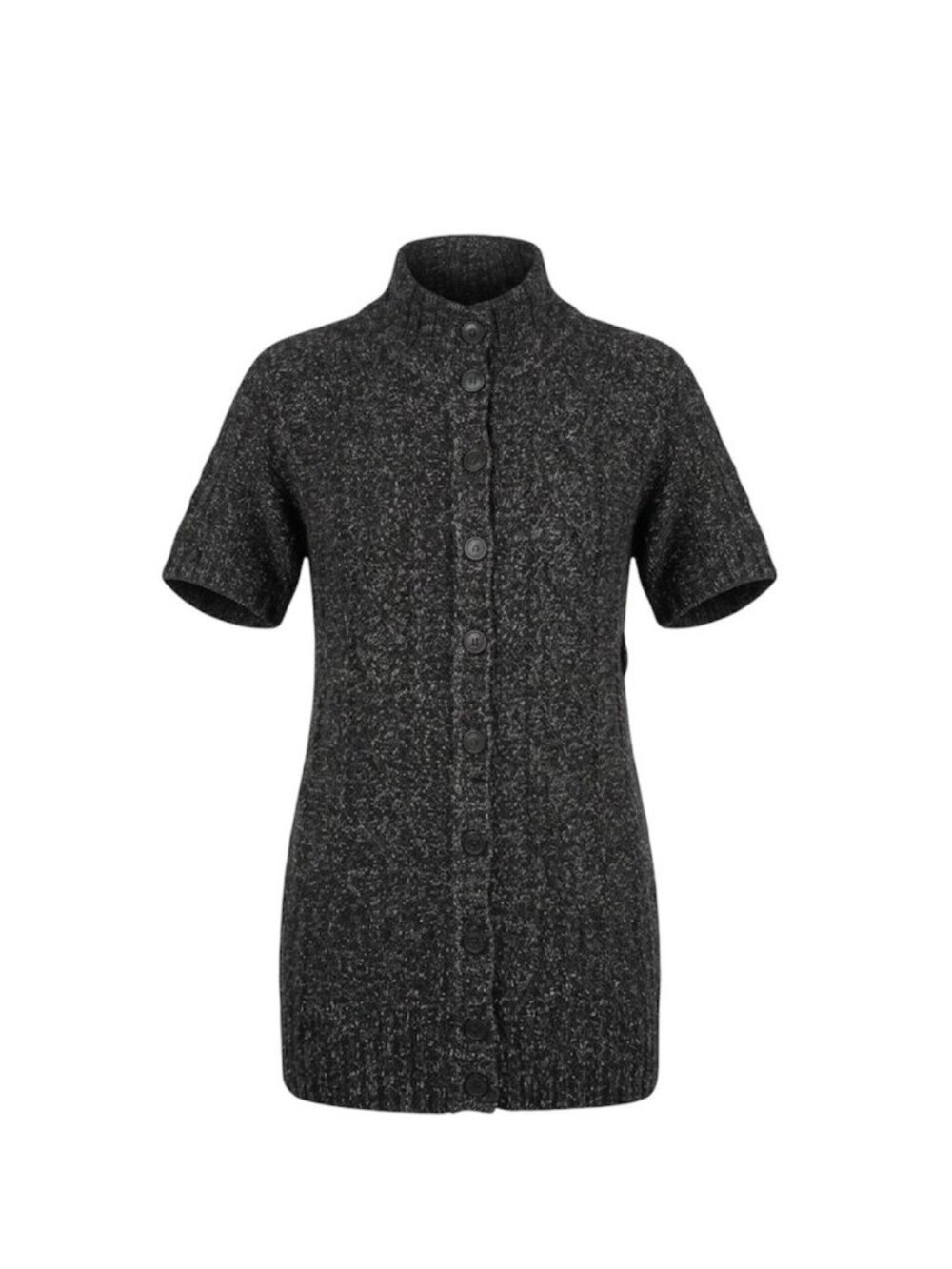 NY&Co Marled Gray Short Sleeve Cable Knit Sweater Dress Cardigan Size L